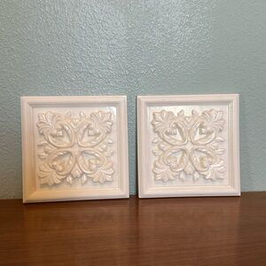Vintage 1970 Decorative Floral White Wall Tiles